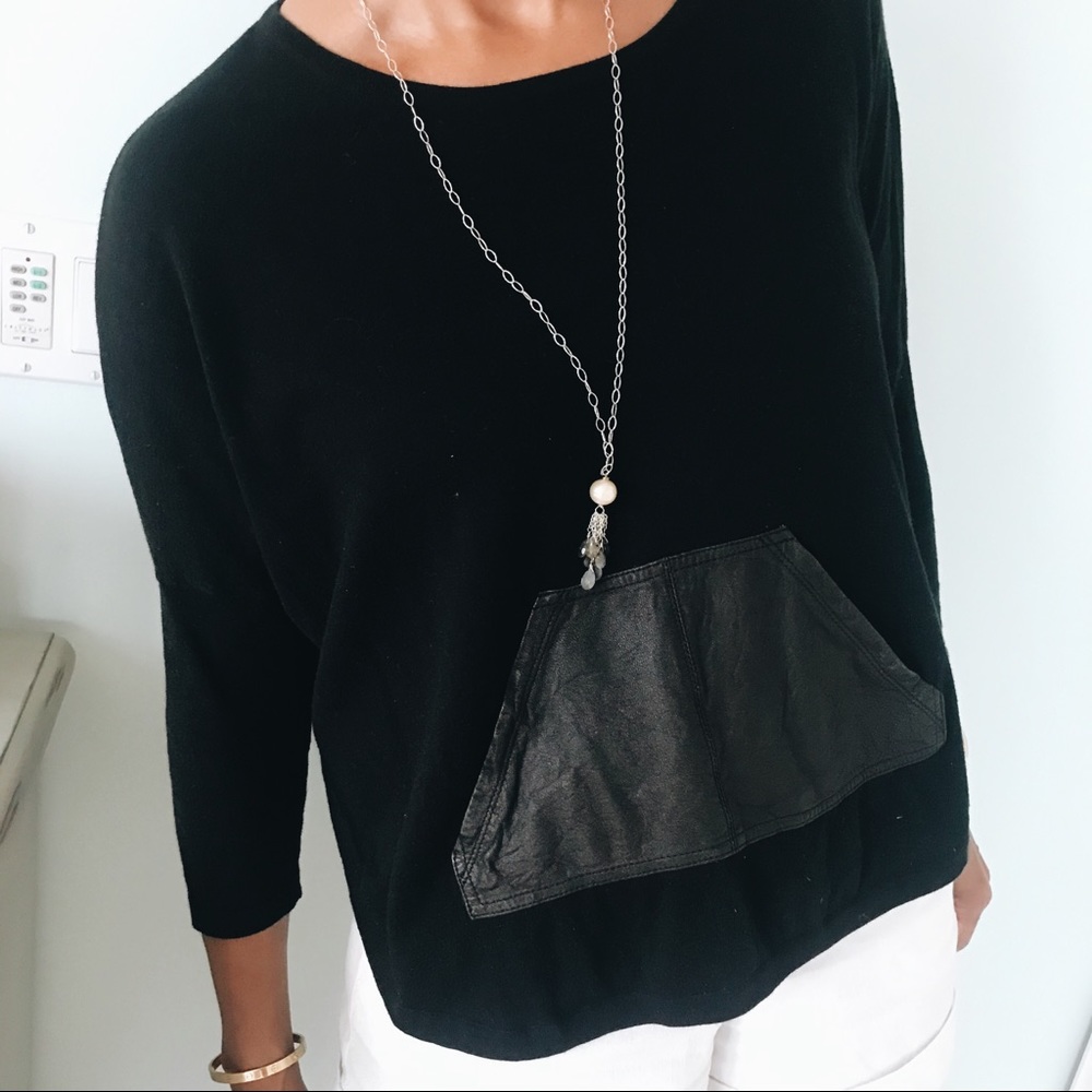 Vintage Sweater With Leather Pocket